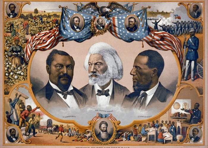 Douglass Frederick Greeting Card featuring the drawing Heroes of The Colored Race 1881 by J Hoover - Linda Howes Website