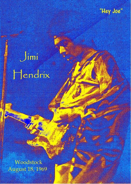 Jimi Hendrix Greeting Card featuring the digital art Hey Joe by Larry Beat