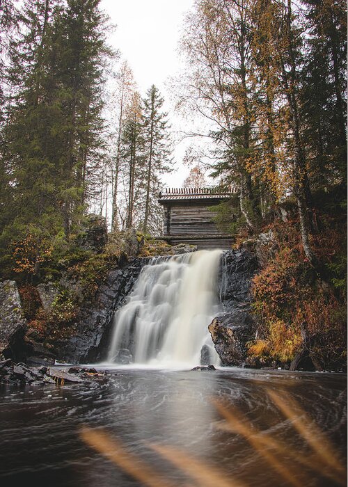 Komulanköngäs Greeting Card featuring the photograph Hidden Komulankongas waterfall by Vaclav Sonnek