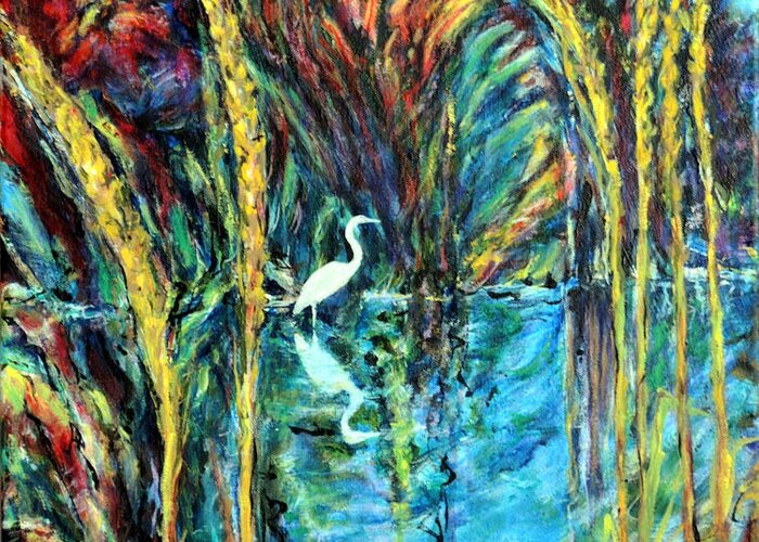 Impressionism Greeting Card featuring the painting Hidden Pond by John Bohn