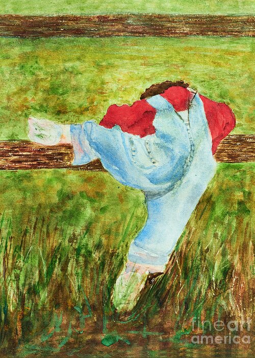 Art - Watercolor Greeting Card featuring the painting Hide and Seek Watercolor painting by Sher Nasser