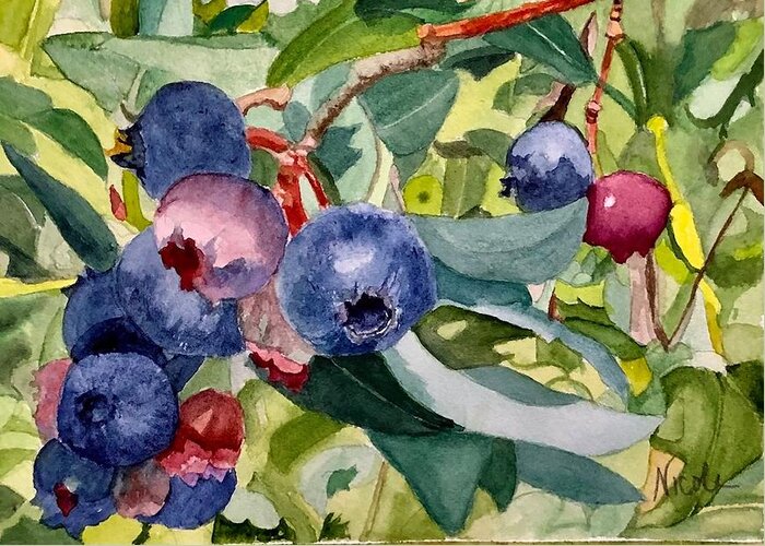 Blueberries Greeting Card featuring the painting Hiding in Plain Sight by Nicole Curreri