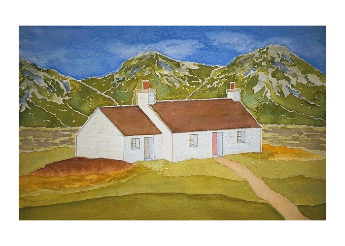 Watercolor Greeting Card featuring the painting Highland Home by John Klobucher