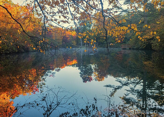 Autumn Greeting Card featuring the photograph Highlands Mirror Lake by Ron Long Ltd Photography