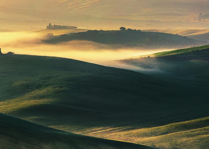 Italy Greeting Card featuring the photograph Hilly Tuscany Valley by Evgeni Dinev