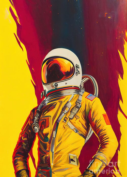Astronaut Greeting Card featuring the painting Hiro by N Akkash