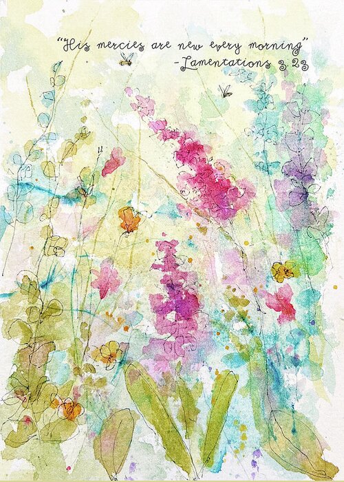 Watercolor Greeting Card featuring the painting His Mercies Are New Every Morning by Susan Jenkins