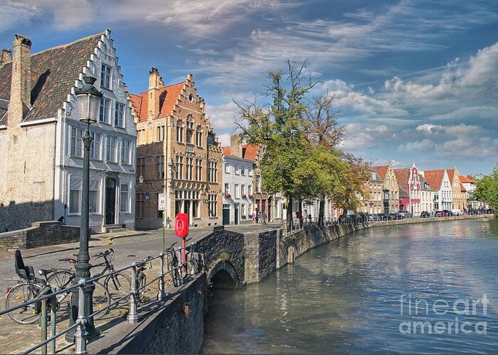 Bruges Greeting Card featuring the photograph Historic Canal Waterfront Houses - Bruges, Belgium by Philip Preston