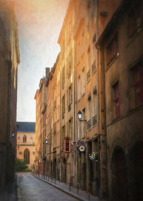 Lyon Greeting Card featuring the photograph Historical Rue St Georges Vieux Lyon France by Carol Japp