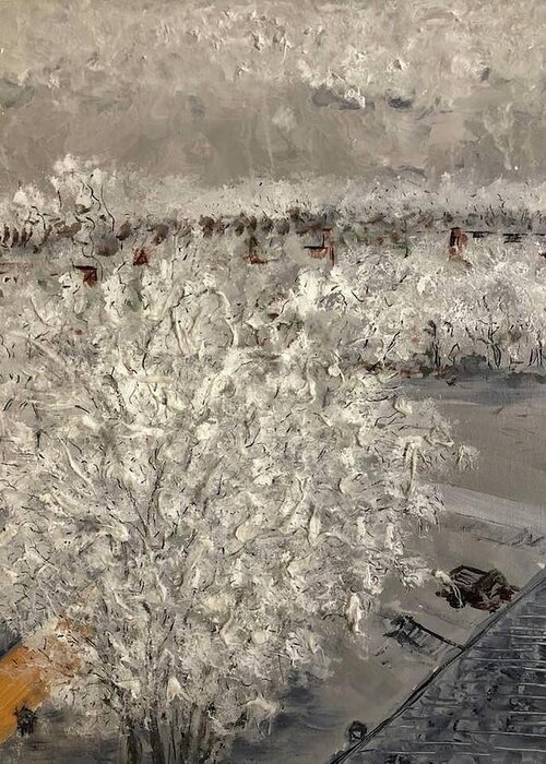 Winter Greeting Card featuring the painting Hoarfrost by Bethany Beeler