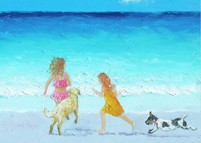 Beach Greeting Card featuring the painting Holiday Fun by Jan Matson