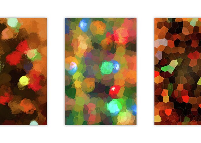 Triptych Greeting Card featuring the photograph Holiday Tree Lights Triptych by Francis Sullivan
