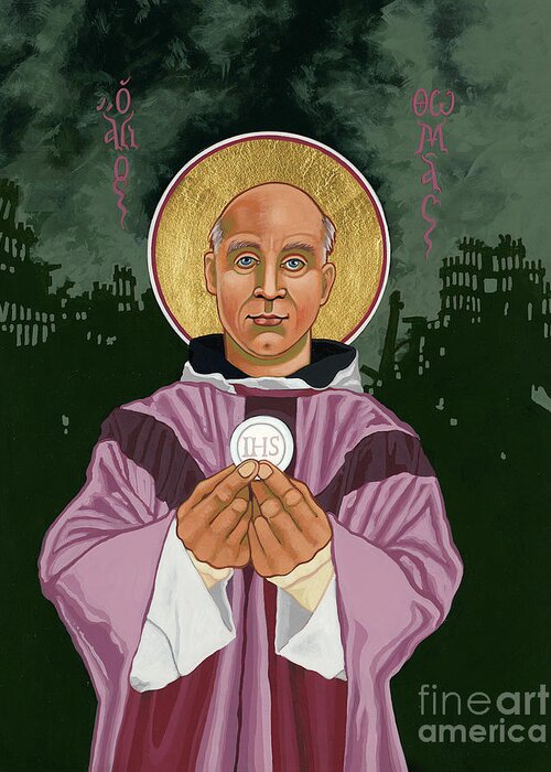 Holy Prophet Thomas Merton Greeting Card featuring the painting Holy Prophet Thomas Merton - Gaudete Christus est natus by William Hart McNichols
