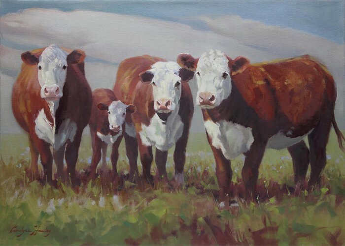 Farm Animals Greeting Card featuring the painting Home on the Range by Carolyne Hawley