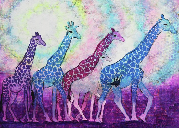 Giraffe Greeting Card featuring the painting Homeward Bound by Lisa Crisman