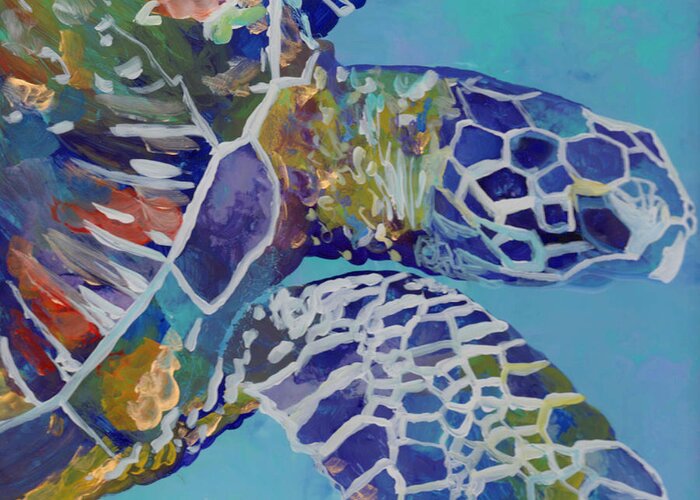 Honu Greeting Card featuring the painting Honu by Marionette Taboniar