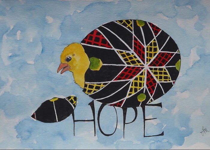 Hope Greeting Card featuring the mixed media Hope egg by Lisa Mutch