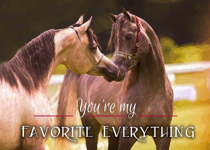 Nuzzling Horses Greeting Card featuring the digital art Horses My Everything by Steve Ladner