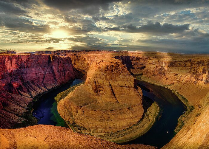 Horse Shoe Bend Greeting Card featuring the photograph Horseshoe Bend Sunset by Bradley Morris
