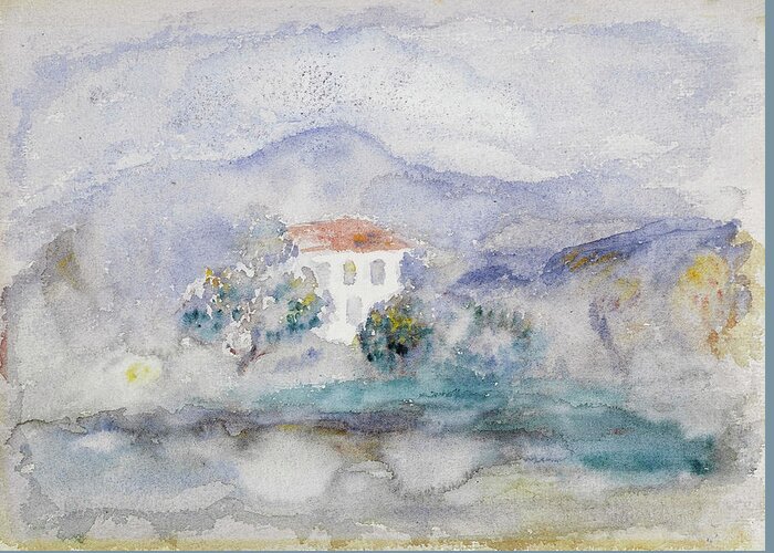 20th Century Painters Greeting Card featuring the drawing House in Cagnes, circa 1910 by Auguste Renoir