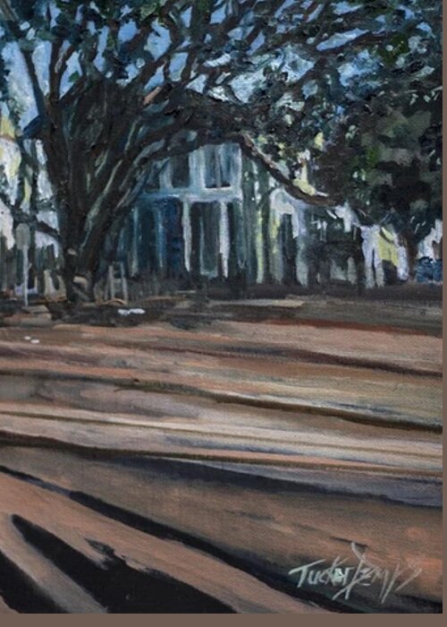 City Scape Greeting Card featuring the painting House on the line by Julie TuckerDemps