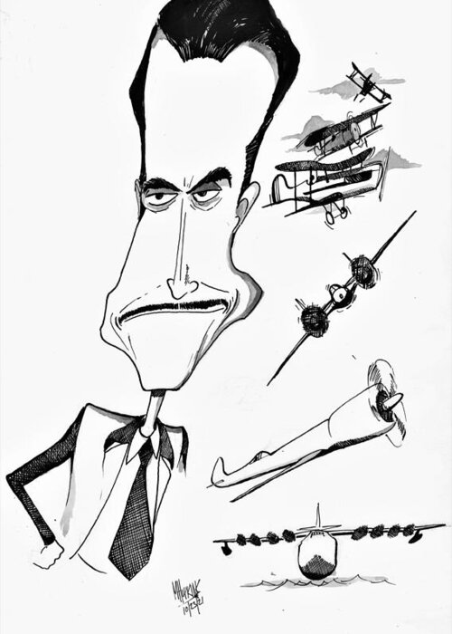 Howard Greeting Card featuring the drawing Howard Hughes by Michael Hopkins
