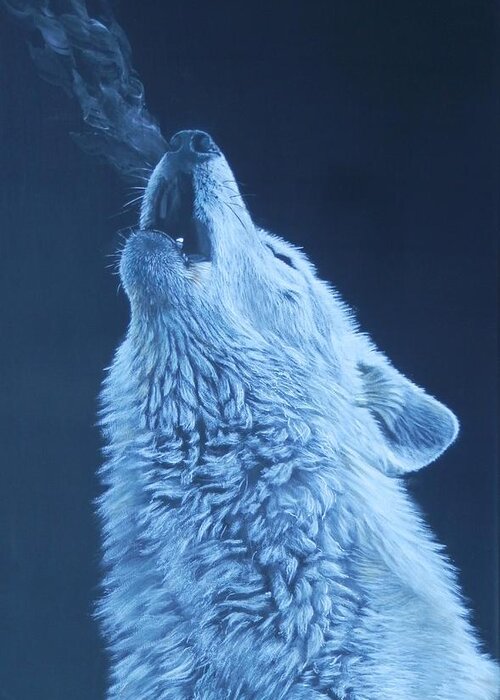 Wolf Greeting Card featuring the painting Howling Wolf by John Neeve