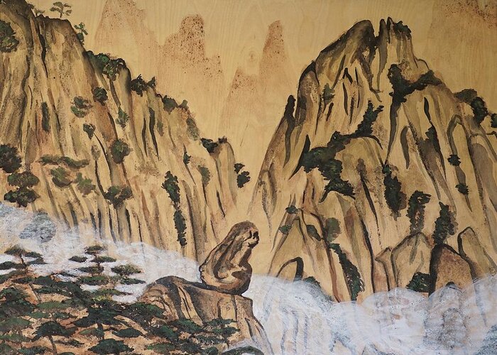  Greeting Card featuring the painting Huangshan by Michael Ornido