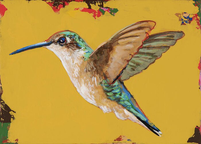 Hummingbird Greeting Card featuring the painting Hummingbird 2021_009 by David Palmer