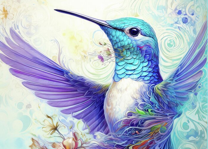 Hummingbird Greeting Card featuring the painting Hummingbird Beauty by Tina LeCour