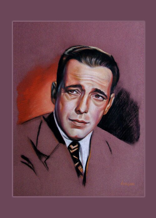 Humphrey Bogart Greeting Card featuring the painting Humphrey Bogart-faux border by David Arrigoni