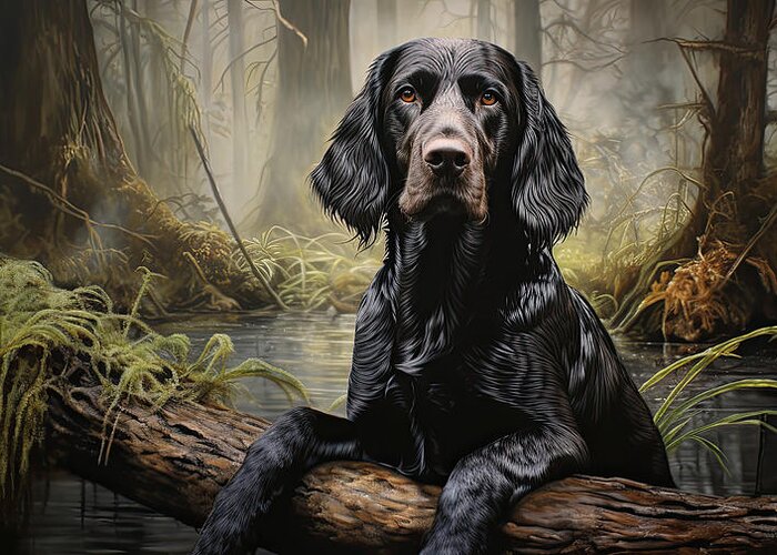 Painting Greeting Card featuring the painting Hunting Dog by My Head Cinema