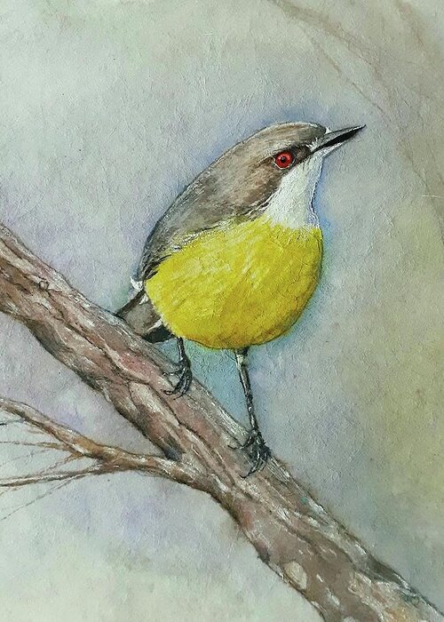 Bird Greeting Card featuring the painting I am watching you by Carolina Prieto Moreno