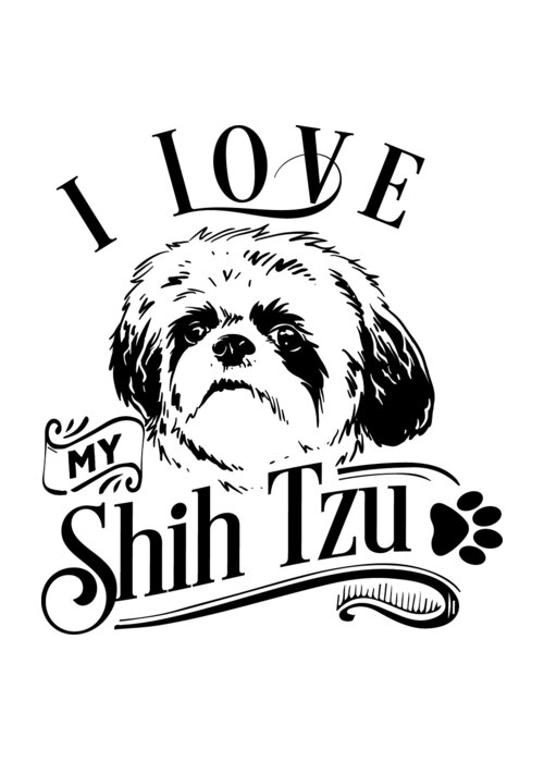 Dog Greeting Card featuring the digital art I Love My Shih Tzu by Sambel Pedes