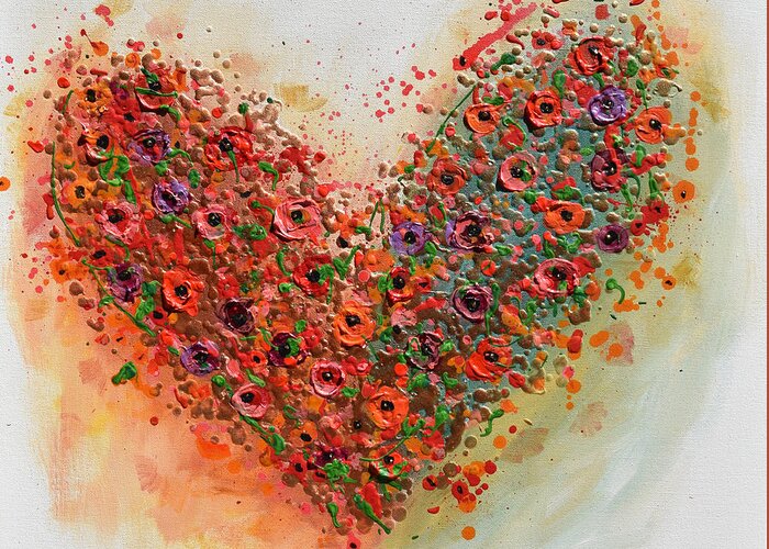Heart Greeting Card featuring the painting I Love Wildflowers by Amanda Dagg