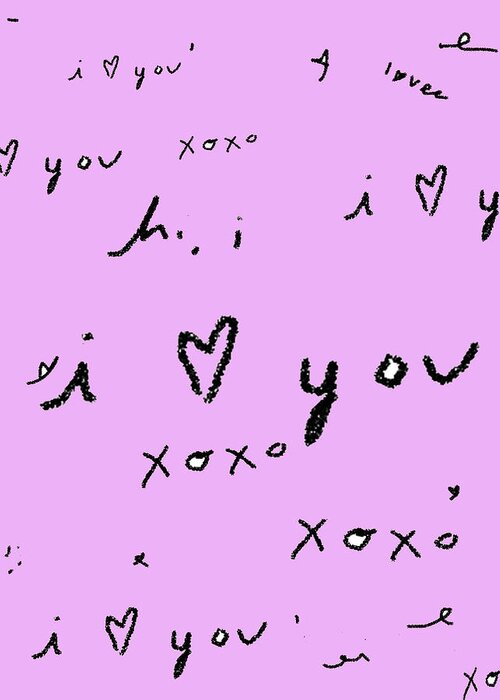 Love Greeting Card featuring the drawing I Luv You Pink Pattern by Ashley Rice