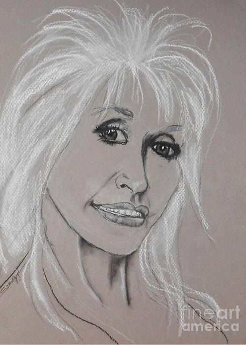Dolly Parton Greeting Card featuring the drawing I Never Met a Rhinestone I Didn't Like by Jayne Somogy