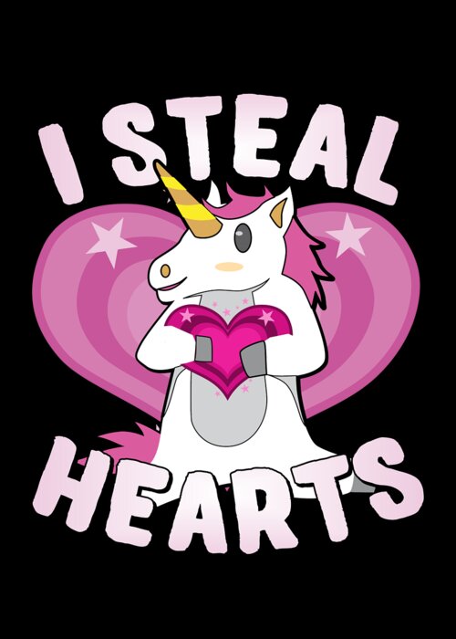 Cool Greeting Card featuring the digital art I Steal Hearts Unicorn Valentines Day by Flippin Sweet Gear