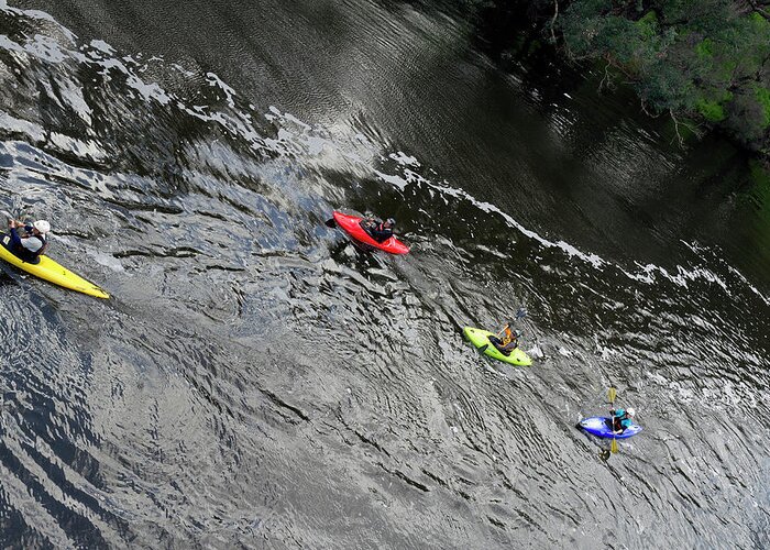 Kayaks Greeting Card featuring the photograph I Think we'll go this Way by Elaine Teague