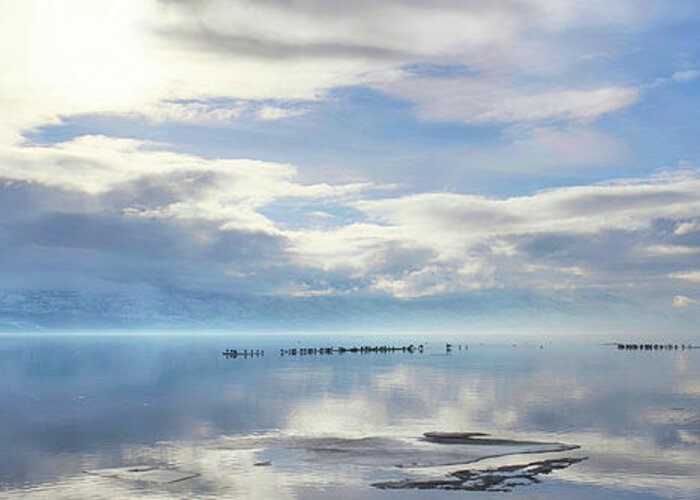 Landscape Greeting Card featuring the photograph Ice Floes on Okanagan Lake Panorama by Allan Van Gasbeck