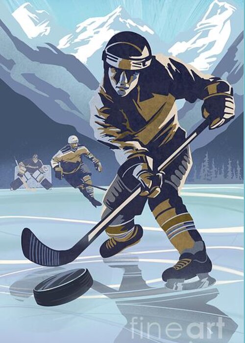Hockey Greeting Card featuring the painting Ice hockey poster art by Sassan Filsoof