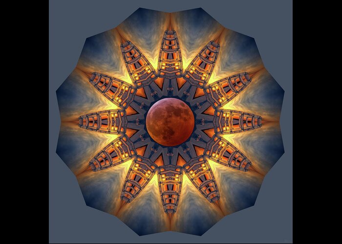 Icehenge Greeting Card featuring the photograph IceHenge Lunar Eclipse Mandala by Peter Herman