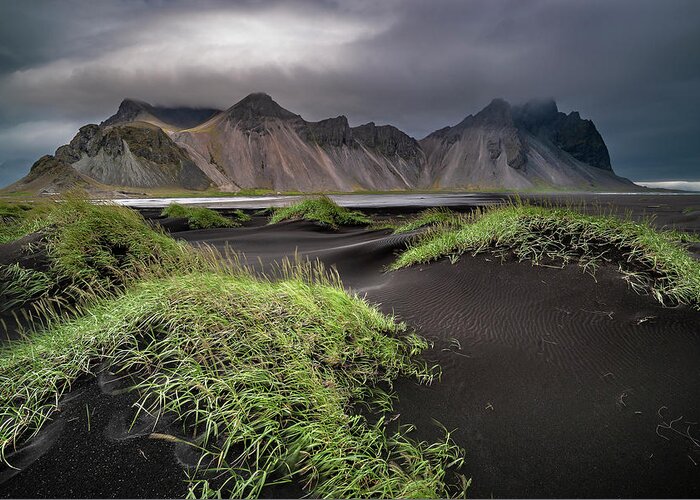 Stokksnes Greeting Card featuring the photograph Iceland - Stokksnes and the Vestrahorn by Olivier Parent