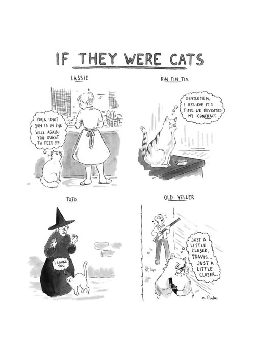 Captionless Greeting Card featuring the drawing If They Were Cats by Emily Flake