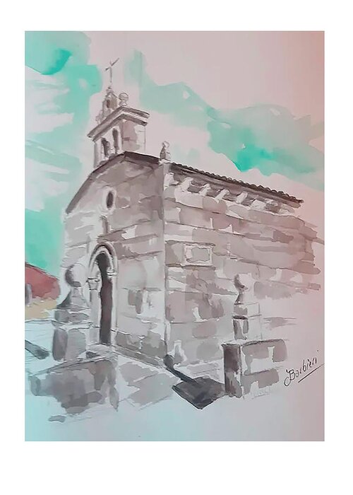  Greeting Card featuring the painting Iglesia de Abanqueiro by Carlos Jose Barbieri