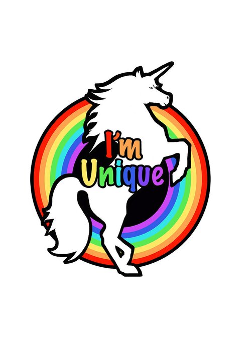 Unicorn Greeting Card featuring the digital art I'm Unique by Konni Jensen