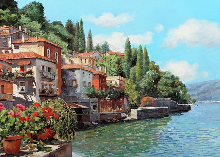 Lake Como Greeting Card featuring the painting Impressioni Del Lago by Guido Borelli