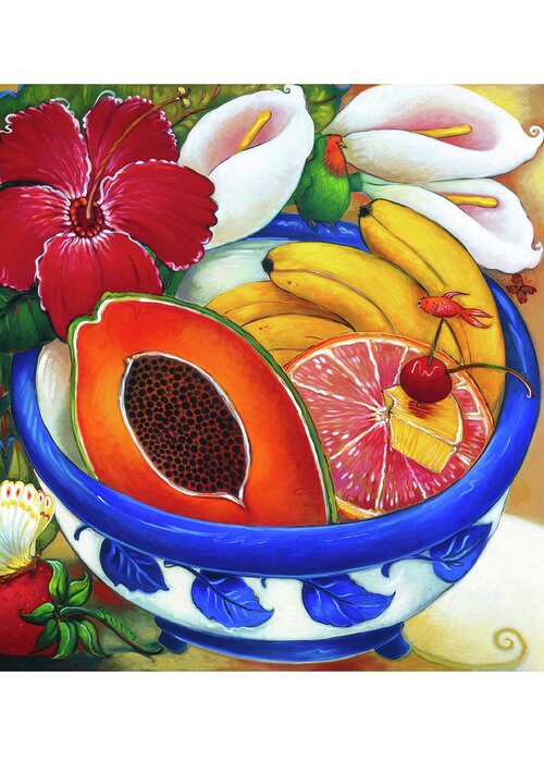 Fruit Greeting Card featuring the painting In a Sunny Bowl by Linda Carter Holman