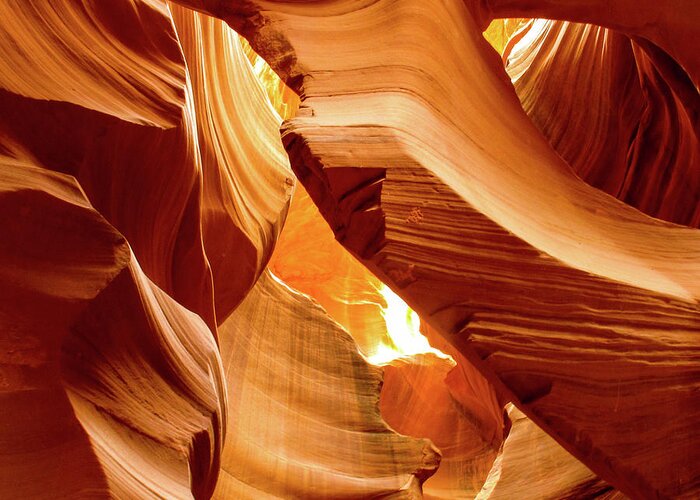 Antelope Canyon Greeting Card featuring the photograph In The Desert There Is Only Sand - Antelope Canyon. Page, Arizona by Earth And Spirit
