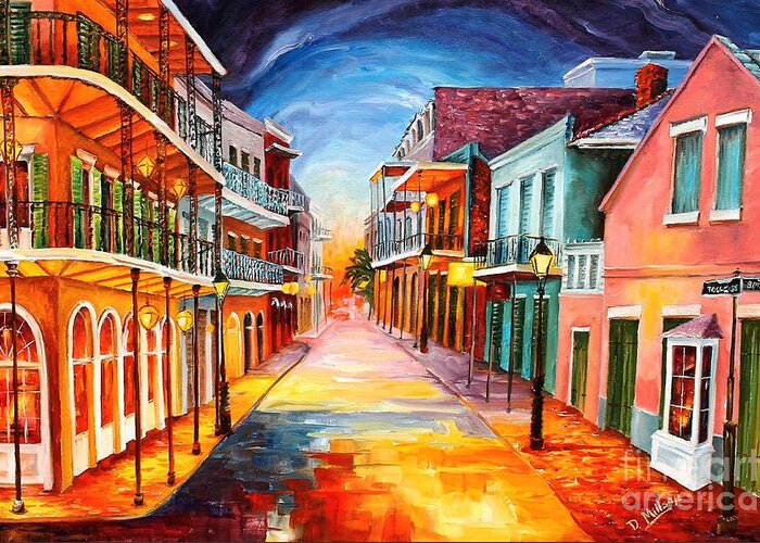 New Orleans Greeting Card featuring the painting In the Heart of the French Quarter by Diane Millsap